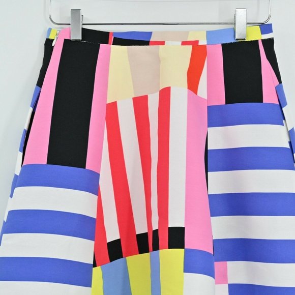 KATE SPADE Womens Sz 2 Go Fly A Kite Skirt Pink Black Blue Yellow Fit and Flare - Picture 6 of 10
